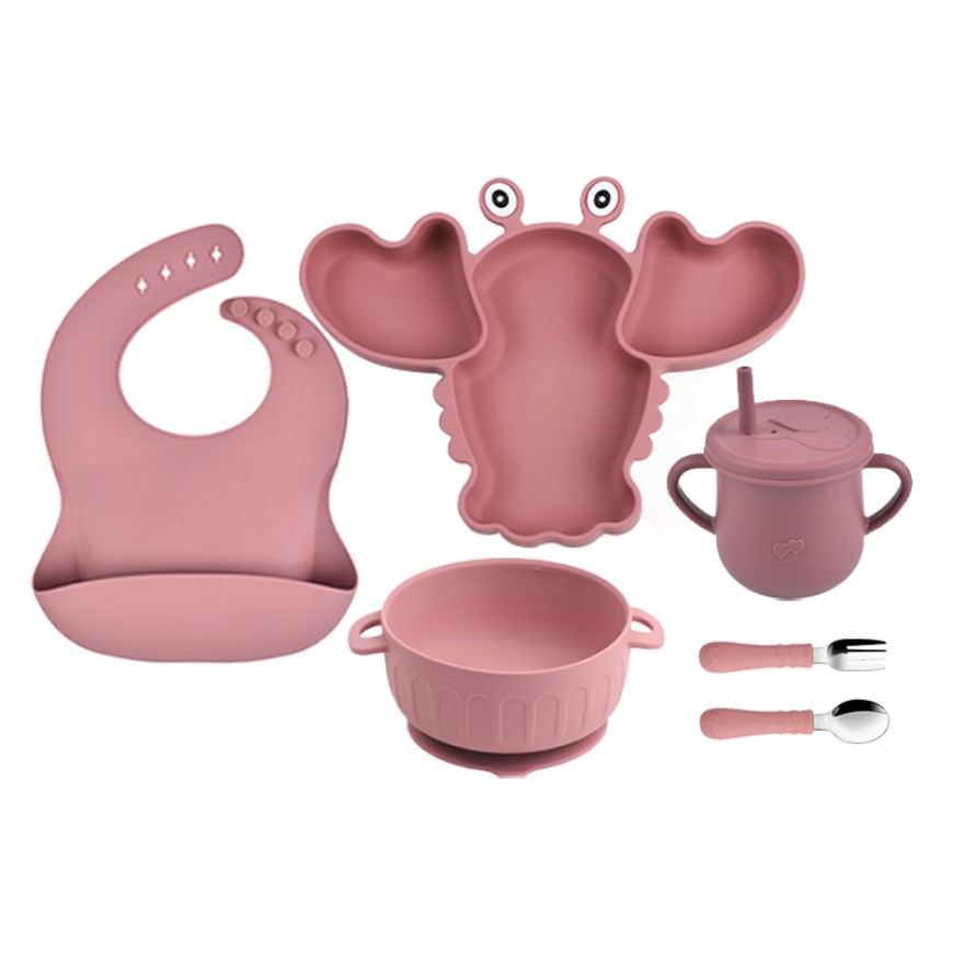 Animal-shaped soft and durable baby tableware set
