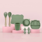 Cute bear-shaped soft baby tableware set