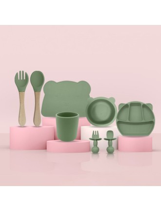 Cute bear-shaped soft baby tableware set