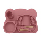 Cute bear-shaped soft baby tableware set