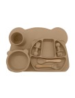 Cute bear-shaped soft baby tableware set