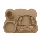 Cute bear-shaped soft baby tableware set