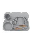Cute bear-shaped soft baby tableware set