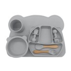 Cute bear-shaped soft baby tableware set