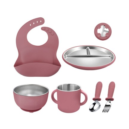 Drop-resistant 304 stainless steel baby tableware set