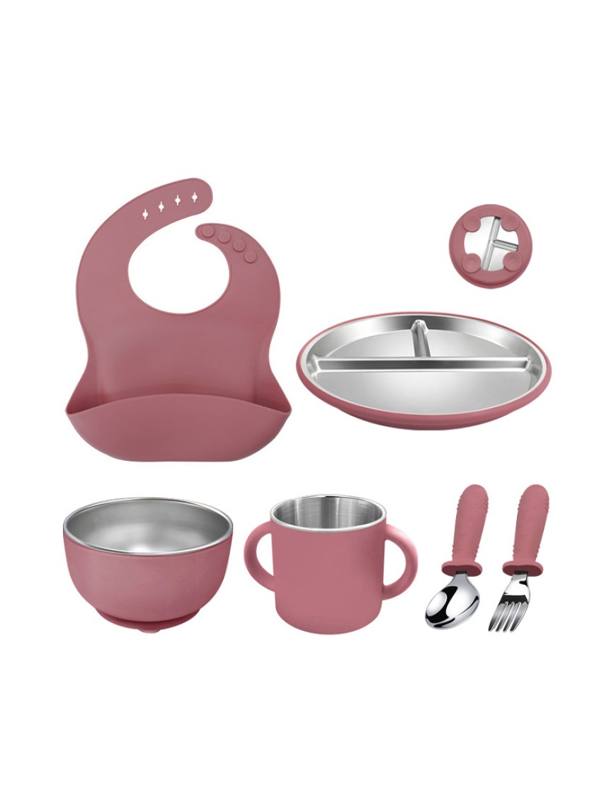 Drop-resistant 304 stainless steel baby tableware set