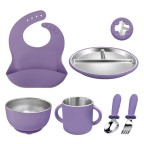 Drop-resistant 304 stainless steel baby tableware set