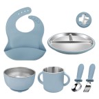 Drop-resistant 304 stainless steel baby tableware set
