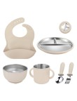 Drop-resistant 304 stainless steel baby tableware set