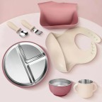 Drop-resistant 304 stainless steel baby tableware set