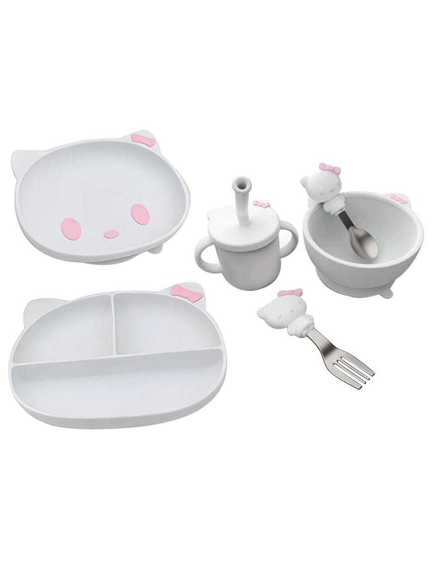 Cartoon cat design heat-resistant baby tableware set