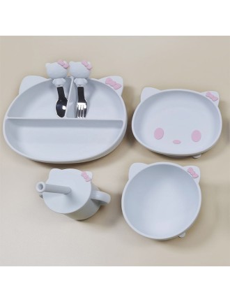 Cartoon cat design heat-resistant baby tableware set
