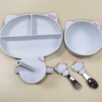 Cartoon cat design heat-resistant baby tableware set