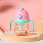 Gravity ball straw plastic baby water bottle