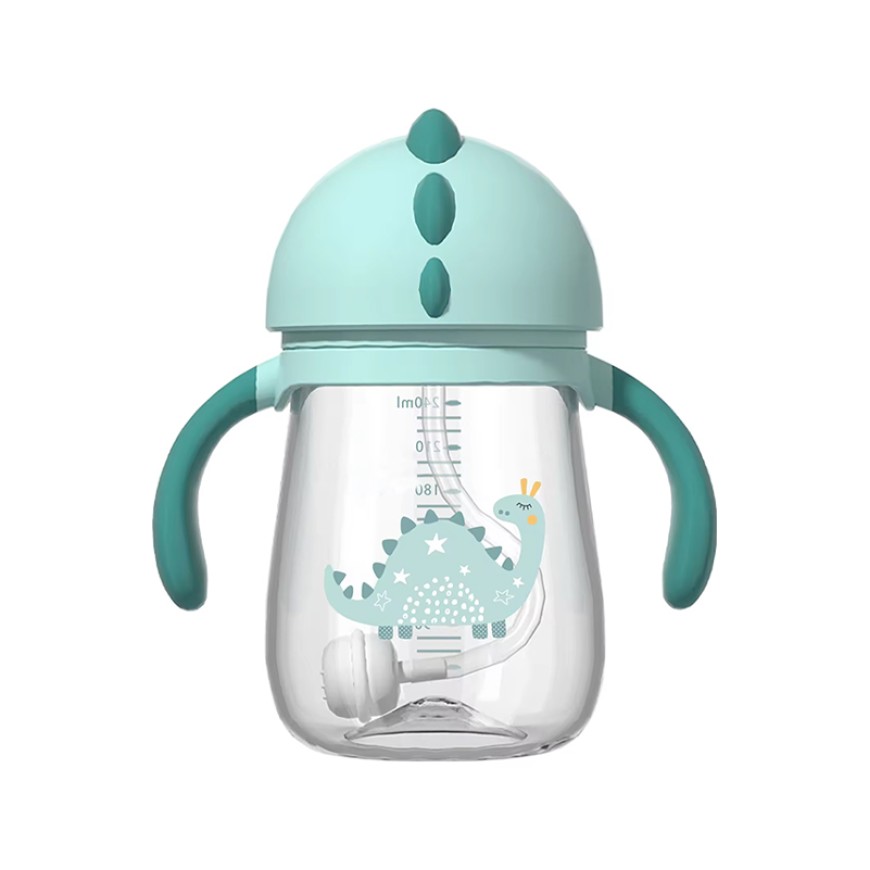 Cartoon flip-top anti-choking baby water bottle