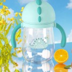 Cartoon flip-top anti-choking baby water bottle