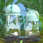 Cartoon flip-top anti-choking baby water bottle