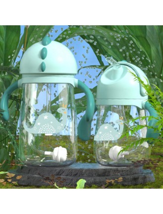 Cartoon flip-top anti-choking baby water bottle