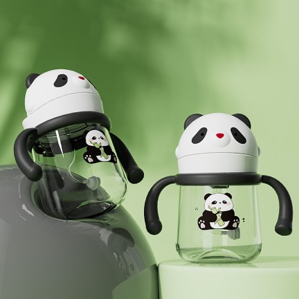 Panda shape sliding lid baby water bottle