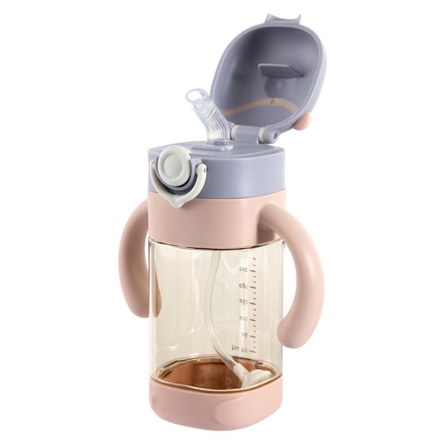 Push-open baby straw water bottle