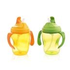 Leak-proof curved baby straw water bottle
