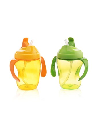 Leak-proof curved baby straw water bottle