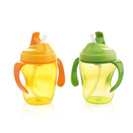 Leak-proof curved baby straw water bottle