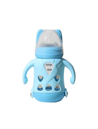 Non-slip glass baby straw water bottle