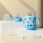 Non-slip glass baby straw water bottle