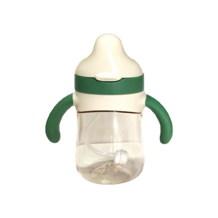Double handle durable baby straw water bottle
