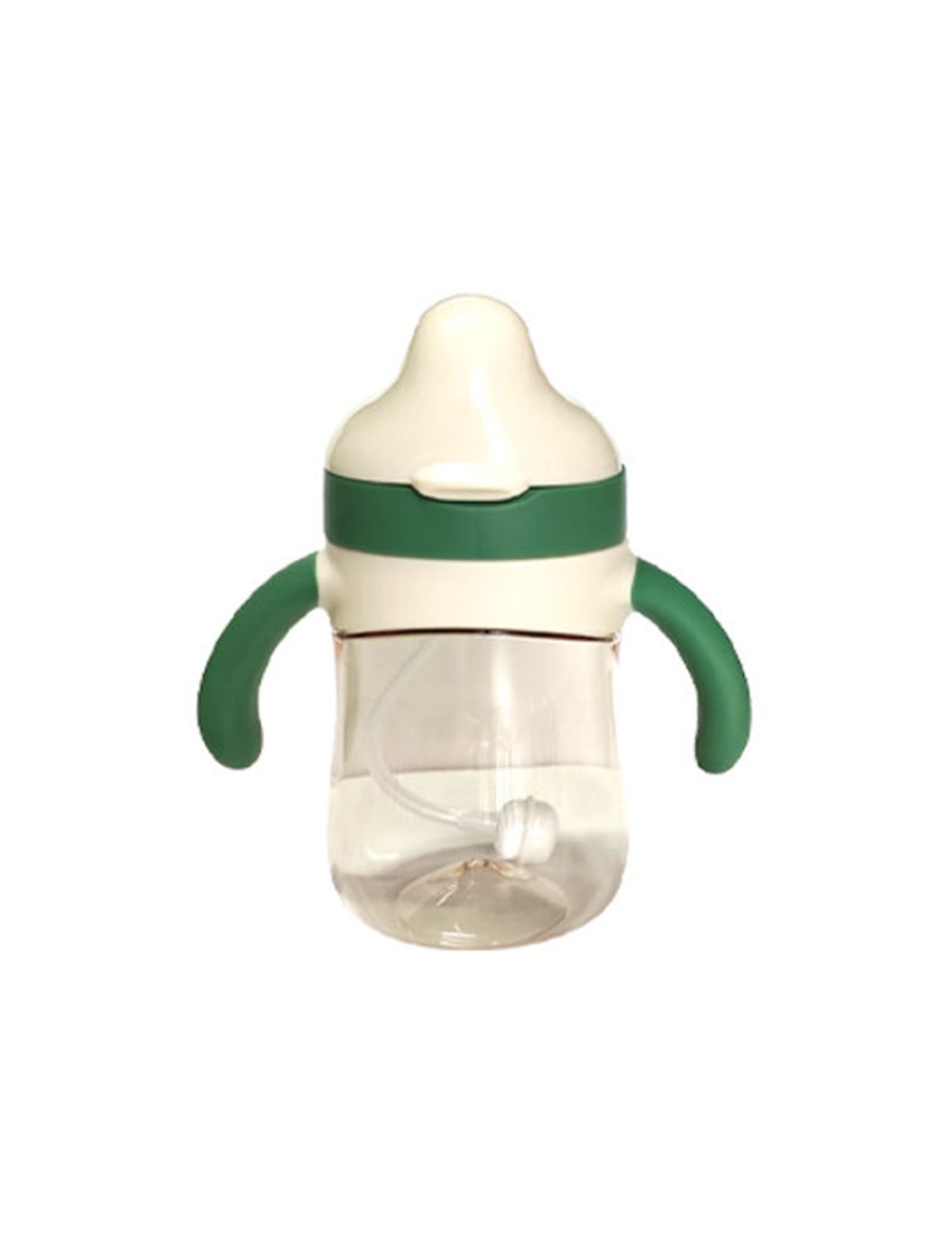 Double handle durable baby straw water bottle