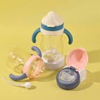Double handle durable baby straw water bottle
