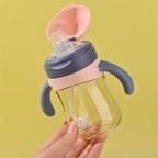 Double handle durable baby straw water bottle