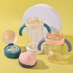 Double handle durable baby straw water bottle