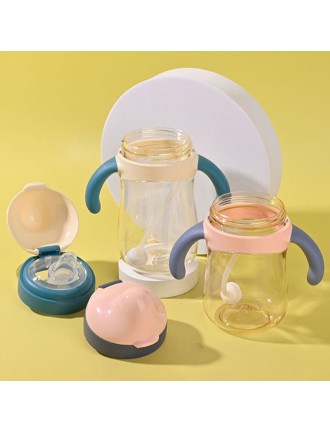 Double handle durable baby straw water bottle