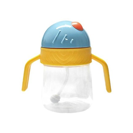 Colorblock anti-choking baby straw water bottle