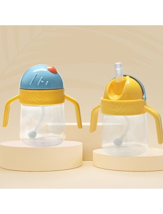 Colorblock anti-choking baby straw water bottle