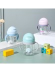 Portable double handle baby straw water bottle