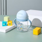 Portable double handle baby straw water bottle