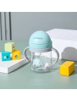 Portable double handle baby straw water bottle
