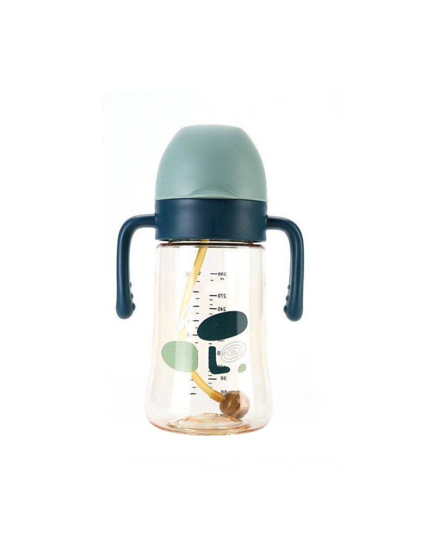 Flip-top wide mouth baby straw water bottle