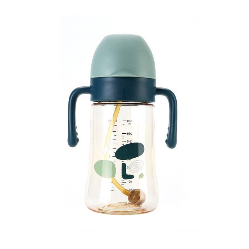 Flip-top wide mouth baby straw water bottle