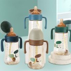 Flip-top wide mouth baby straw water bottle