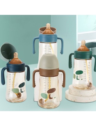 Flip-top wide mouth baby straw water bottle