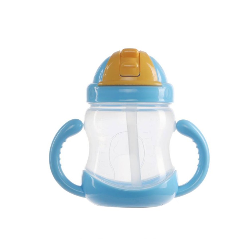 Double handle 240ml plastic baby water bottle