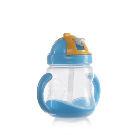 Double handle 240ml plastic baby water bottle