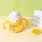 Double handle baby water bottle with push-open lid