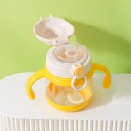 Double handle baby water bottle with push-open lid