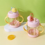 Cartoon pink double handle baby water bottle