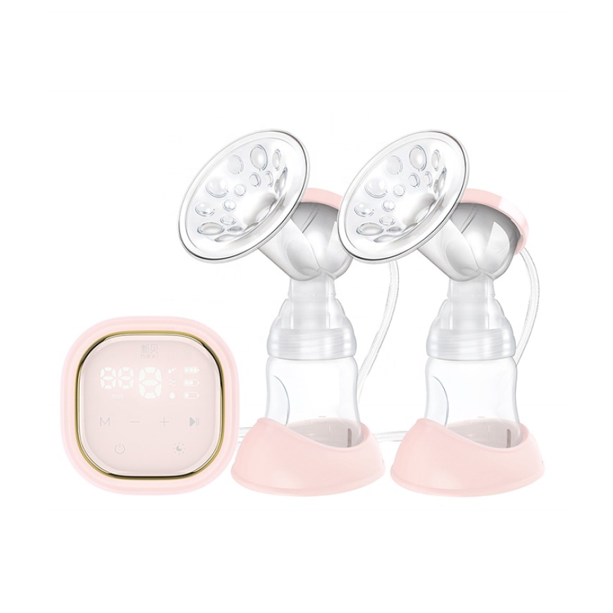 Portable painless double-bottle electric breast pump